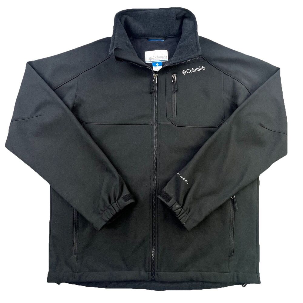Columbia Ascender II Jacket Men's Size L Black Softshell Water Wind Resistant